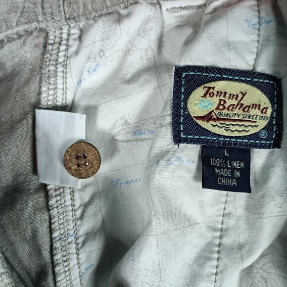 Tommy Bahama Linen Pants Men Size Large Brown Beige Drawstring Relaxed Fit - Picture 2 of 12